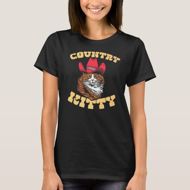 Country Kitty Country Cowgirl Cat Western Vibe T Shirt (Framsida)