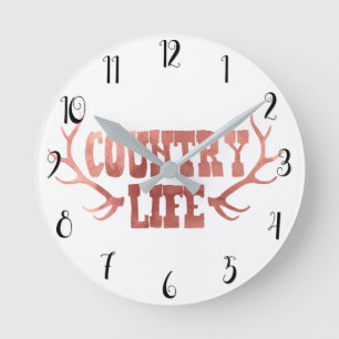 Country Life Hjorthorn Rosa Guld Glam Rund Klocka
