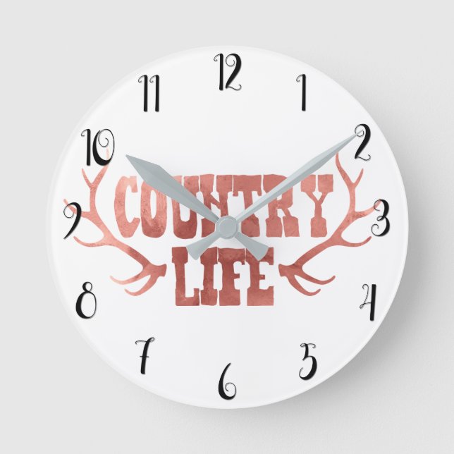 Country Life Hjorthorn Rosa Guld Glam Rund Klocka (Framsida)