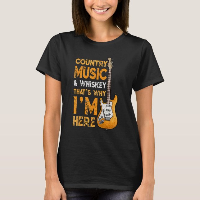 Country Music And Whiskey Bourbon Scotch Drinking T Shirt (Framsida)