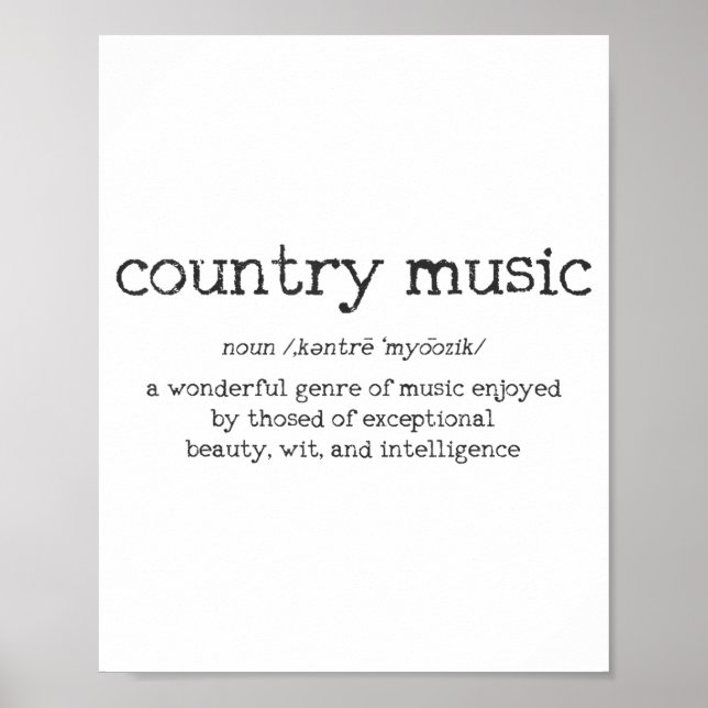 Country Music Definition Funny Saying Musician Gif Poster (Framsidan)