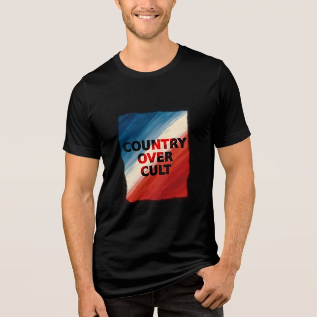 Country Over Cult – Patriotic Paint Streaks T Shirt (Framsida)