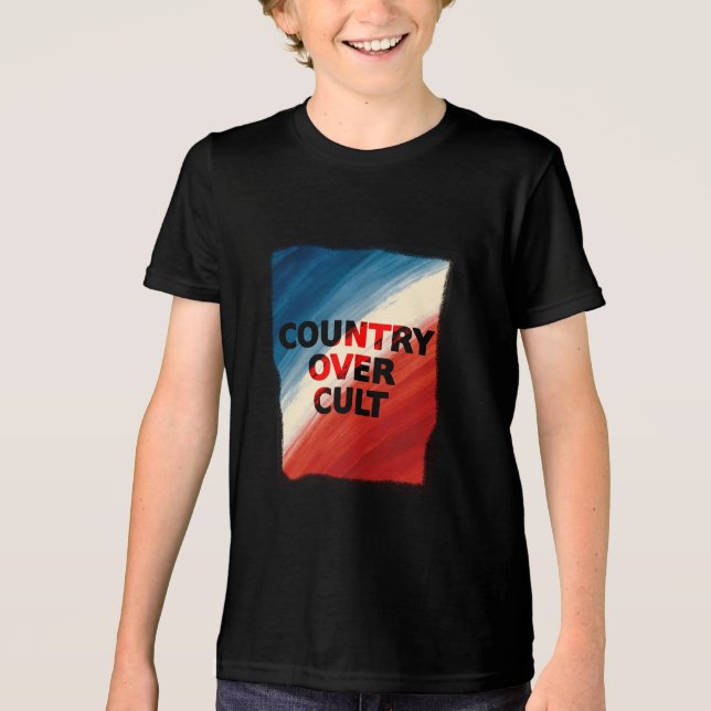 Country Over Cult – Patriotic Paint Streaks T Shirt (Framsida)