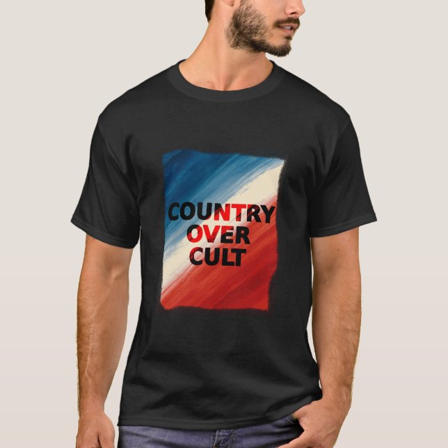 Country Over Cult – Patriotic Paint Streaks T Shirt (Framsida)