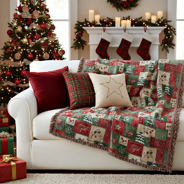 Country patchwork christmas pattern filt