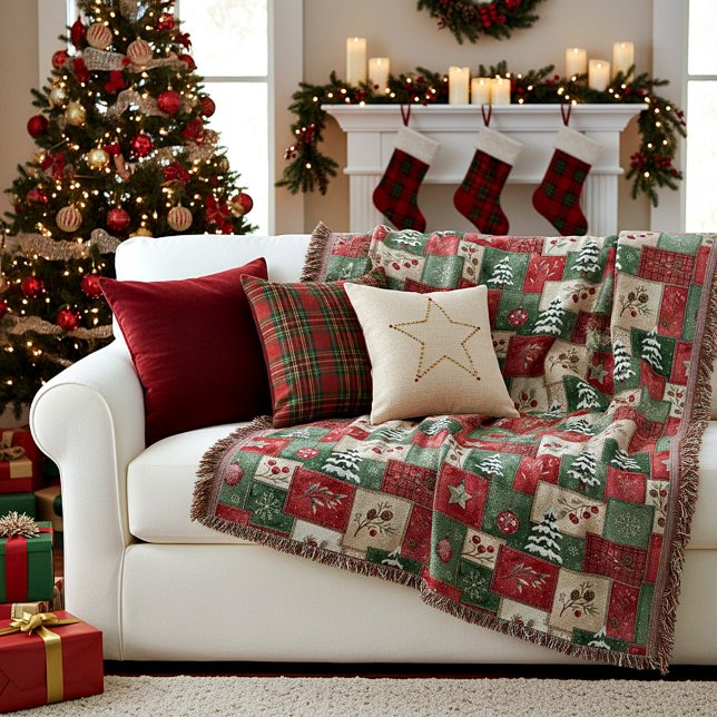 Country patchwork christmas pattern filt (Skapare uppladdad)