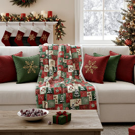 Country patchwork christmas pattern fleecefilt