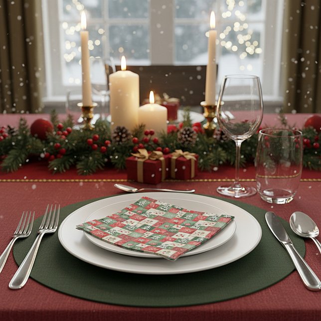 Country patchwork christmas pattern pappersservett (Skapare uppladdad)