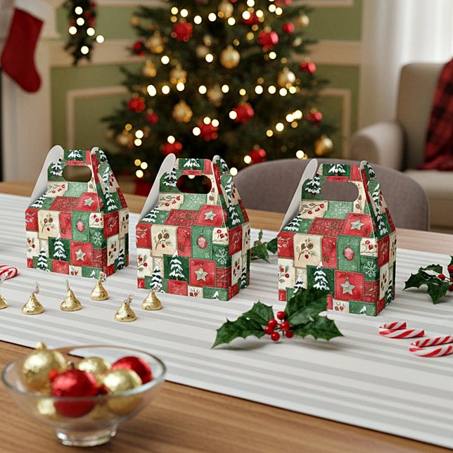 Country patchwork christmas pattern presentaskar (Skapare uppladdad)