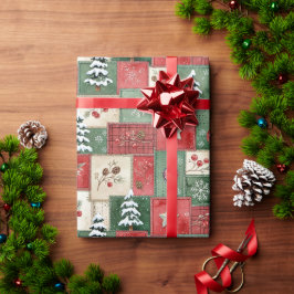 Country patchwork christmas pattern presentpapper