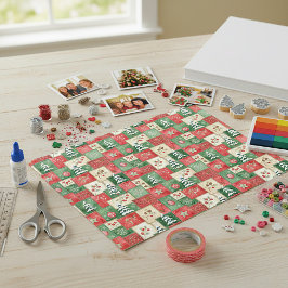 Country patchwork christmas  scrapbook paper