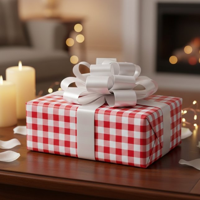 Country Picnic Red & White Gingham Checked Presentpapper (Country Picnic Red & White Gingham Checked Wrapping Paper)