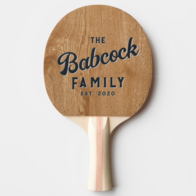 Country Pine Wood Retro Family Name & Year Pingisracket (Framsidan)