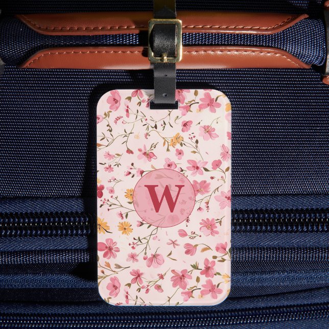 Country Pink Floral Bagagebricka (Skapare uppladdad)