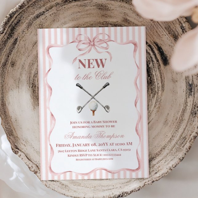 Country Pink Girl New to the Club Golf Baby Shower Inbjudningar (Skapare uppladdad)