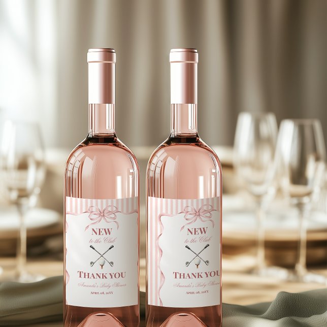 Country Pink Girl New to the Club Golf Baby Shower Vinflaska Etikett (Skapare uppladdad)