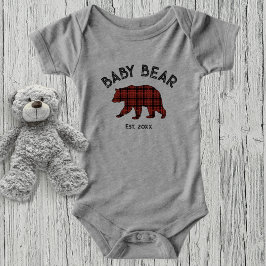 Country Plaid Baby Bear Birth Year Established T Shirt