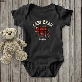 Country Plaid Baby Bear Birth Year Established T Shirt