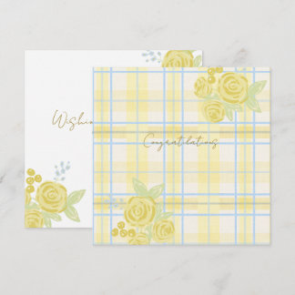 Country Plaid Fals Linne i Smörgul & Blå Kort