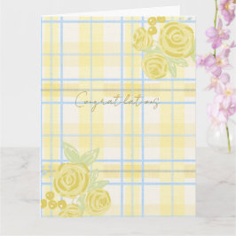 Country Plaid Fals Linne i Smörgul & Blå Kort