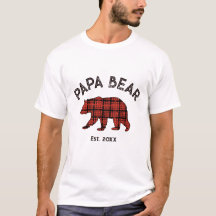 Country Plaid Papa Bear Father Year Est. White
