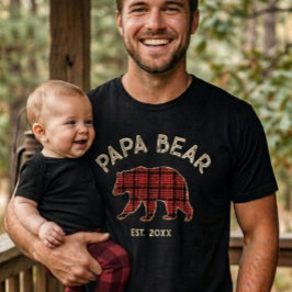 Country Plaid Papa Bear Father Year Established T Shirt