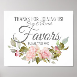 Country Pretty Pink Roses Bouquet Favors   Poster