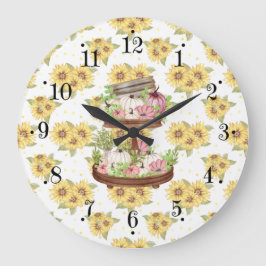 Country Pumpkin And Sunflowers Wall Clock Stor Klocka