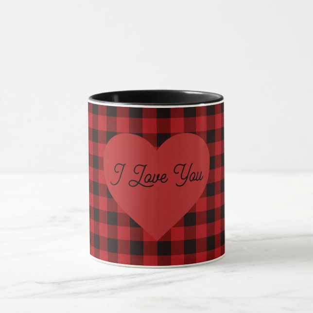 Country red and black plaid - heart detail mugg (Center)