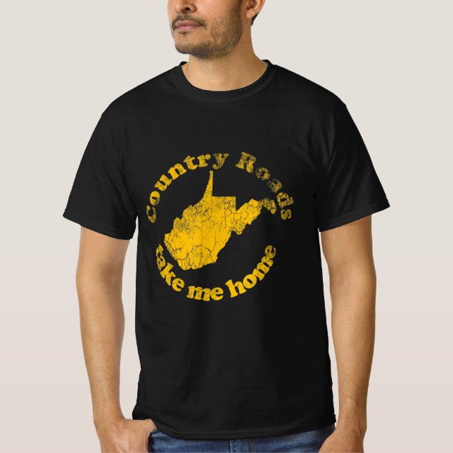 country roads west virginia take me home t shirt (Framsida)