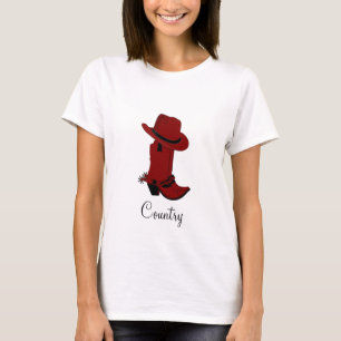 Country Röd hatt & stövlar T-Shirt