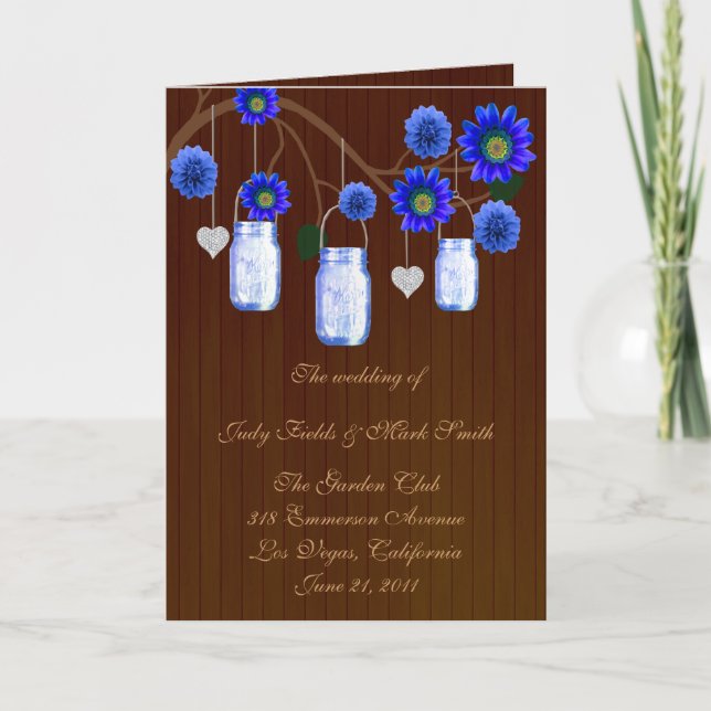 Country Rustic Blue Murarburkar Programkort Program (Framsida)