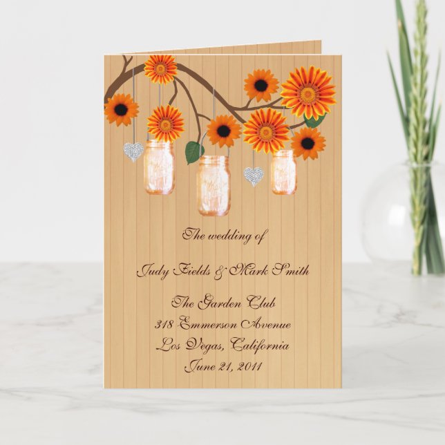 Country Rustic Orange Murkannor Programkort Program (Framsida)
