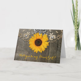 Country Rustic Sunflower Lace Flower Girl Invite Inbjudan