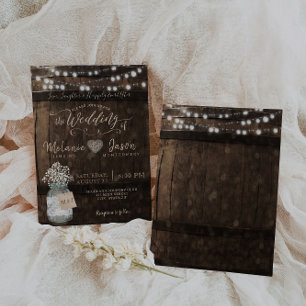 Country Rustic Wood Barrel Wedding Invitations Inbjudningar