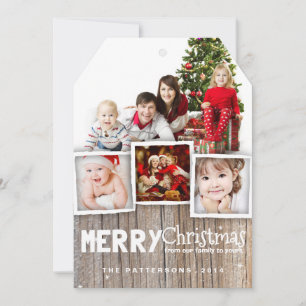 Country Rustic Wood Merry Christmas Photo Card Julkort