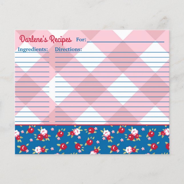 Country Shabby Chic Blommig och Plaid Personlig (Framsida)