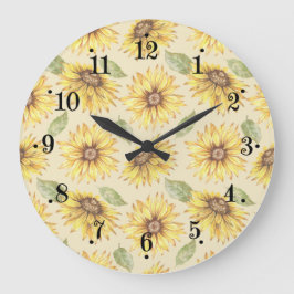 Country Sunflower Meadow Design Wall Clock Stor Klocka