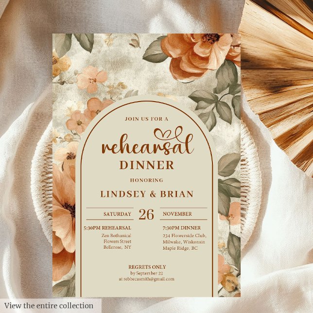 Country Terracotta Beige Sage Watercolor Rehearsal Inbjudningar (Country Terracotta Beige Sage Watercolor Rehearsal Invitation

)