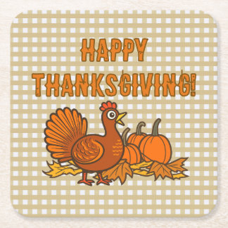 Country Turkiet Pumpa Glad Thanksgiving! Underlägg Papper Kvadrat
