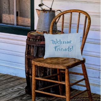 Country Vintage Blue White Personalized Porch Prydnadskudde