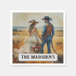 Country Western Bröllop Watercolor Pappersservett