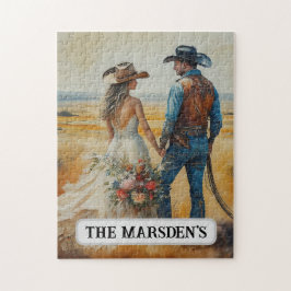 Country Western Bröllop Watercolor Pussel