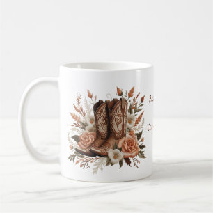 Country Western Cowboy Boot med blommor Kaffemugg