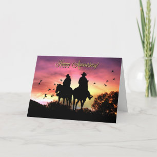 Country Western Cowboy Bröllopsdagskort Kort