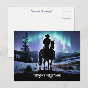 Country Western Cowboy Jul Säsongshälsningar Vykort