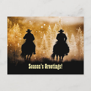 Country Western Cowboy Jul Säsongshälsningar Vykort