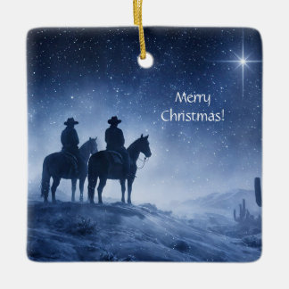 Country Western Cowboy Sydvästra Desert Xmas Julgransprydnad Keramik