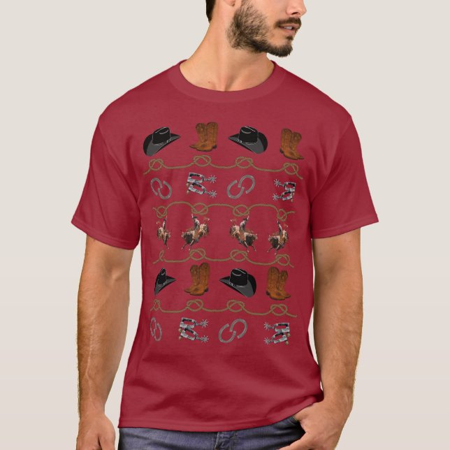 Country Western Cowboy  T Shirt (Framsida)