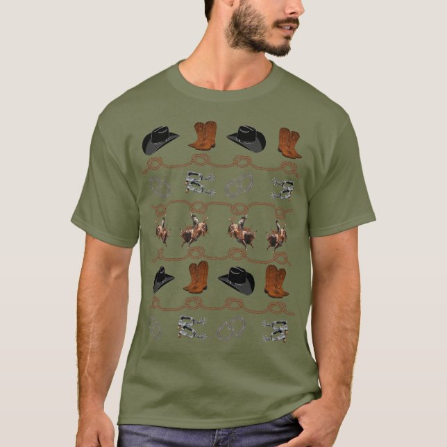 Country Western Cowboy  T Shirt (Framsida)